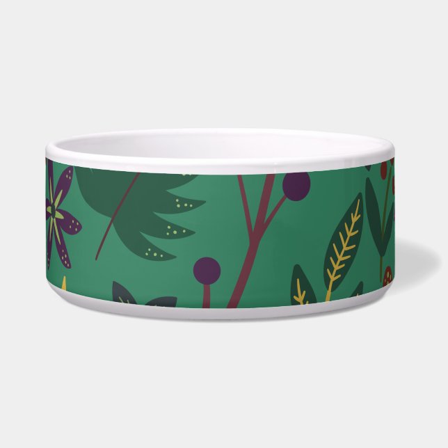 Floral seamless pattern flowers green background bowl (Front)