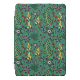 Floral seamless pattern flowers green background iPad pro cover