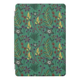 Floral seamless pattern flowers green background iPad pro cover