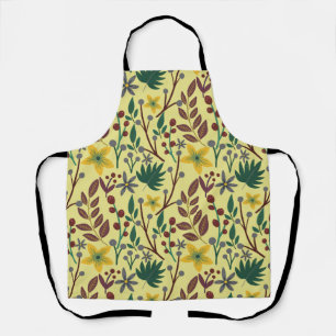Floral seamless pattern flowers, leaves, branches apron