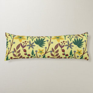 Floral seamless pattern flowers, leaves, branches body pillow