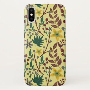 Floral seamless pattern flowers, leaves, branches iPhone x case