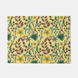 Floral seamless pattern flowers, leaves, branches doormat