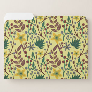 Floral seamless pattern flowers, leaves, branches file folder