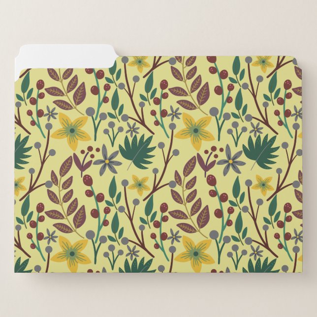 Floral seamless pattern flowers, leaves, branches file folder (Front Left)