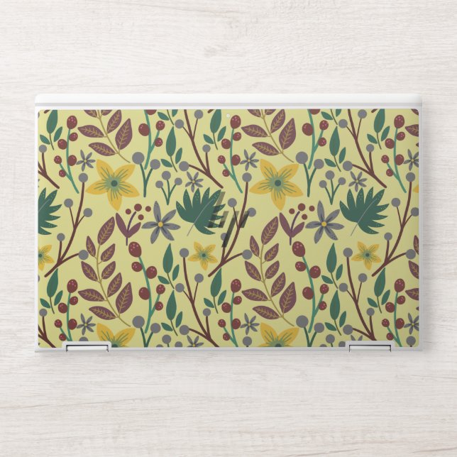 Floral seamless pattern flowers, leaves, branches HP laptop skin (Front)