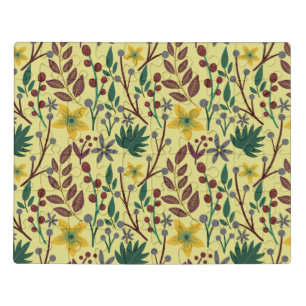 Floral seamless pattern flowers, leaves, branches jigsaw puzzle