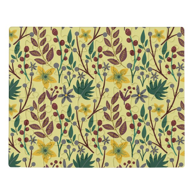Floral seamless pattern flowers, leaves, branches jigsaw puzzle (Puzzle Horizontal)