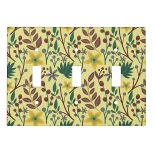 Floral seamless pattern flowers, leaves, branches light switch cover