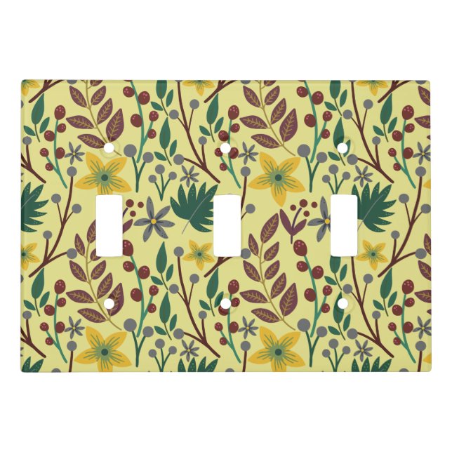 Floral seamless pattern flowers, leaves, branches light switch cover (Front)