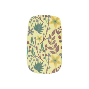 Floral seamless pattern flowers, leaves, branches minx nail art