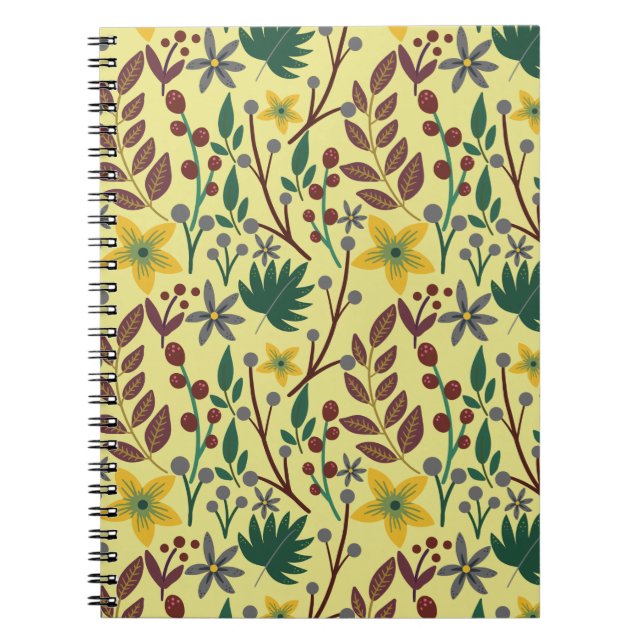 Floral seamless pattern flowers, leaves, branches notebook (Front)