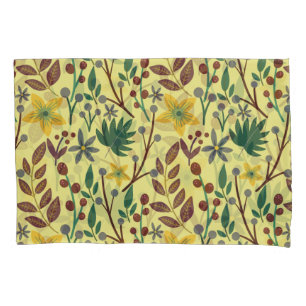 Floral seamless pattern flowers, leaves, branches pillow case