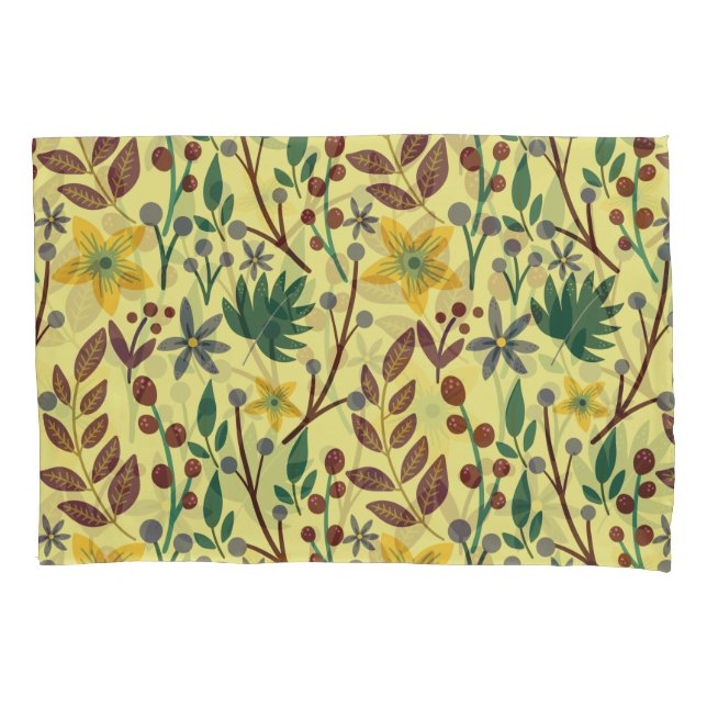 Floral seamless pattern flowers, leaves, branches pillow case (Front-Left)
