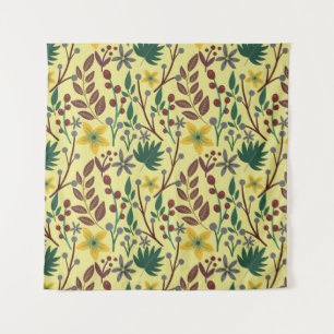 Floral seamless pattern flowers, leaves, branches tapestry