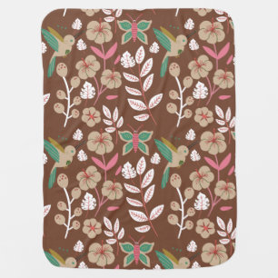 Floral seamless pattern flowers, leaves, butterfly baby blanket