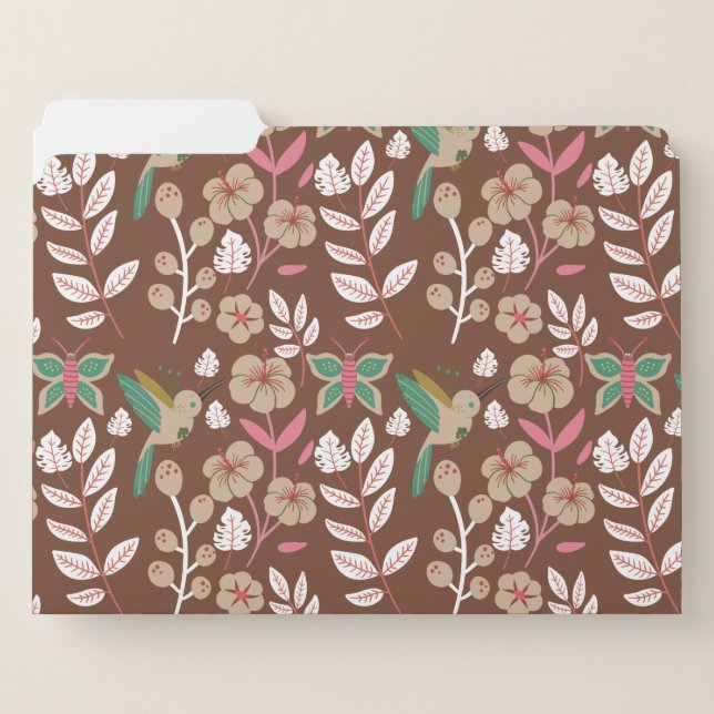 Floral seamless pattern flowers, leaves, butterfly file folder (Front Left)