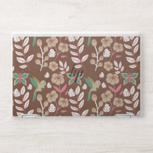Floral seamless pattern flowers, leaves, butterfly HP laptop skin