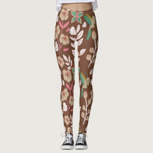 Floral seamless pattern flowers, leaves, butterfly leggings