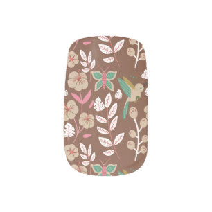 Floral seamless pattern flowers, leaves, butterfly minx nail art