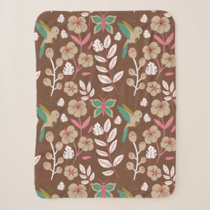 Floral seamless pattern flowers, leaves, butterfly sherpa blanket