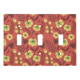 Floral seamless pattern flowers yellow and red light switch cover