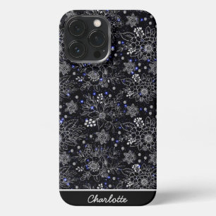 Floral seamless pattern galaxy personalized name iPhone 13 pro max case