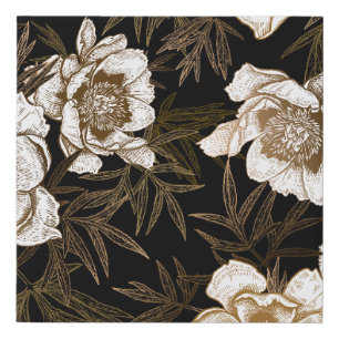 Floral seamless pattern. Garden flowers peonies an Faux Canvas Print