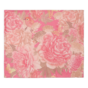 Floral seamless pattern. Garden flowers pink peoni Duvet Cover
