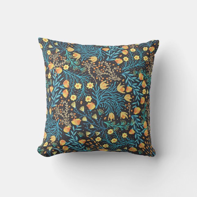 Floral seamless pattern. Hand drawn creative flowe Throw Pillow (Front)