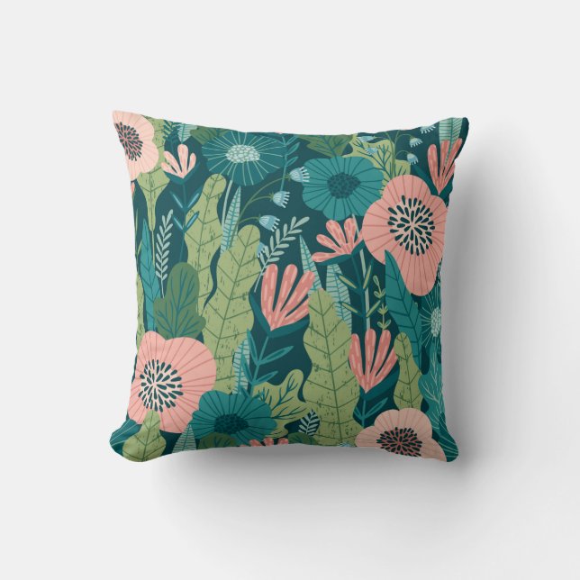 Floral seamless pattern, interior decor throw pillow (Front)