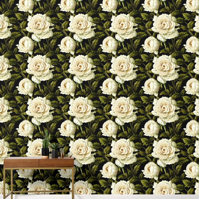 Floral seamless pattern peony flower 3D chic Wallpaper (Hallway)