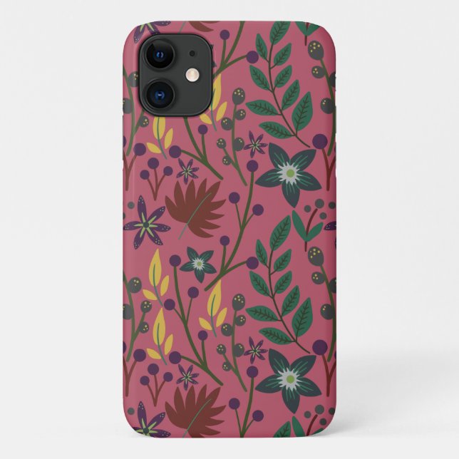 Floral seamless pattern pink flowers leaves branch Case-Mate iPhone case (Back)