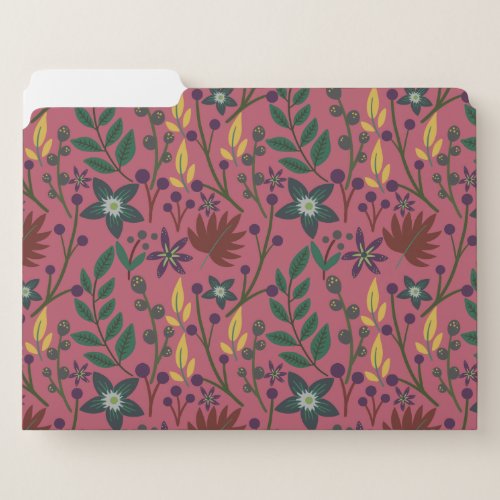 Floral seamless pattern pink flowers leaves branch file folder