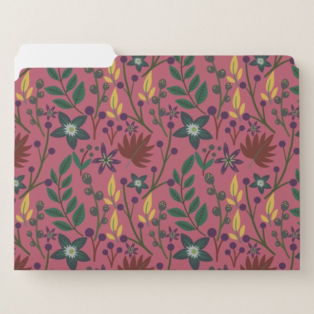 Floral seamless pattern pink flowers leaves branch file folder (Front Left)