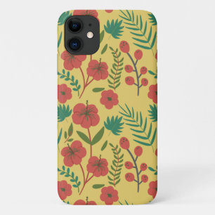 Floral seamless pattern red yellow green flowers iPhone 11 case