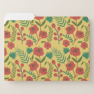 Floral seamless pattern red yellow green flowers file folder