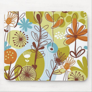 Floral Seamless Pattern retro goldens oranges fun Mouse Pad