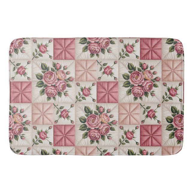  Floral Seamless Pattern, Roes Seamless Pattern Bath Mat (Front)