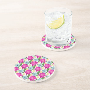 Floral Seamless Pattern Watercolor Flower Repeat Coaster