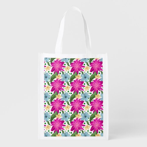 Floral Seamless Pattern | Watercolor Flower Repeat Grocery Bag