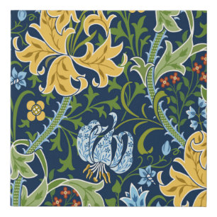 Floral seamless pattern with big flowers, lily and faux canvas print