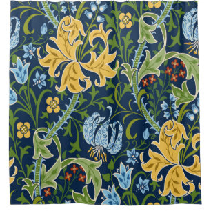 Floral seamless pattern with big flowers, lily and shower curtain