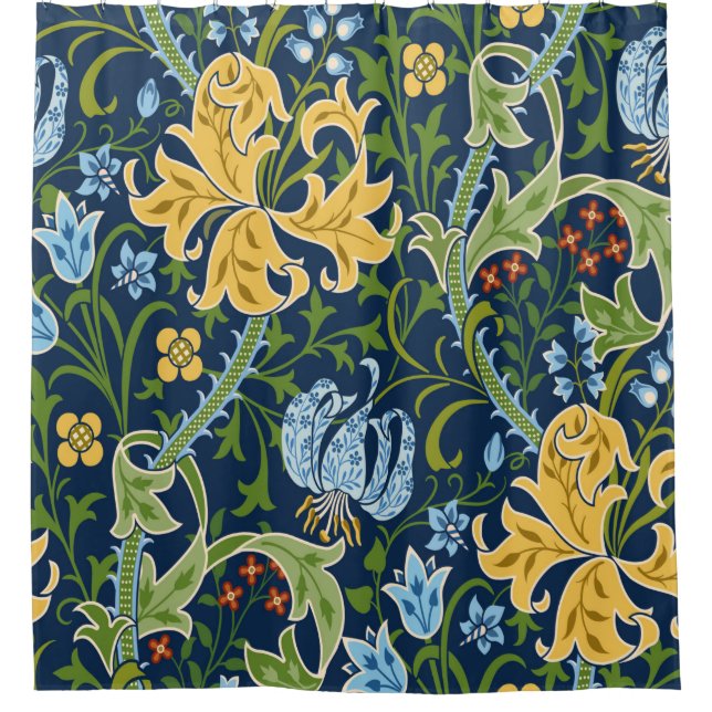 Floral seamless pattern with big flowers, lily and shower curtain (Front)