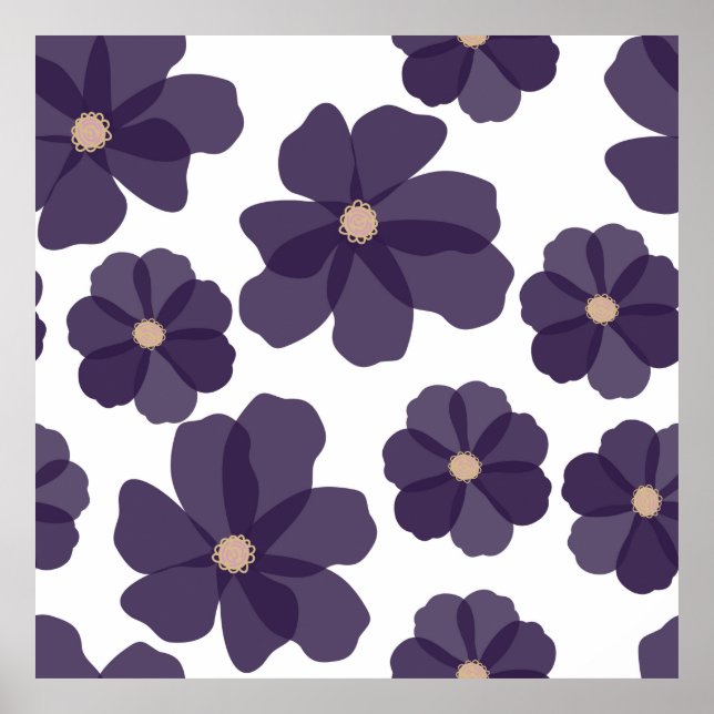 Floral seamless pattern with hand drawn purple cos poster (Front)