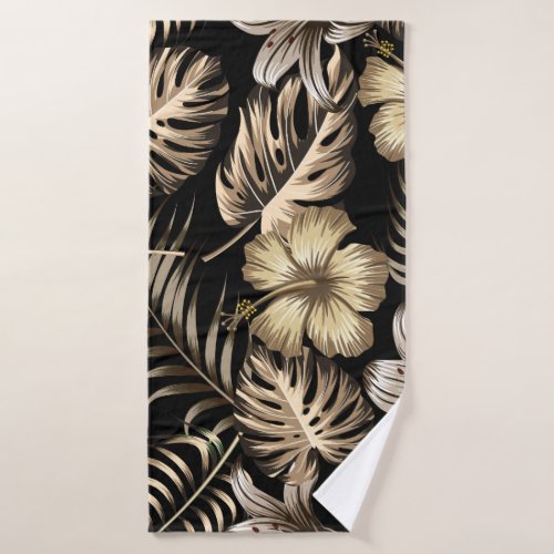 Floral Seamless Pattern with Leaves Bath Towel
