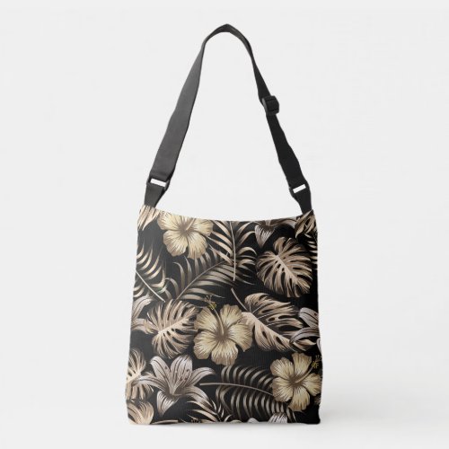 Floral Seamless Pattern with Leaves Crossbody Bag