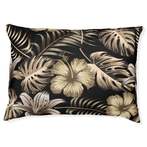Floral Seamless Pattern with Leaves Pet Bed