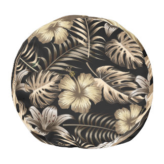 Floral Seamless Pattern with Leaves. Pouf