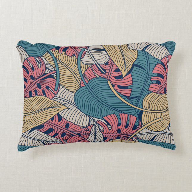 Floral seamless pattern with leaves. tropical back accent pillow (Front)